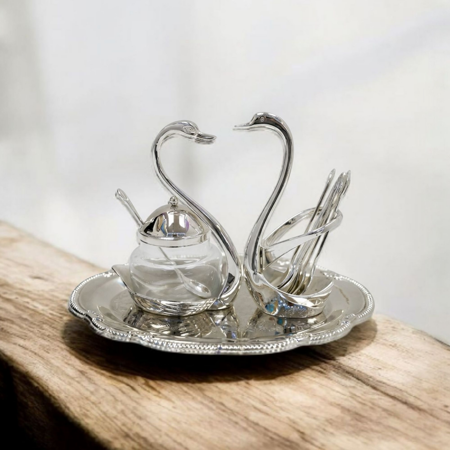 Swan Elegance Condiment & Spoon Set