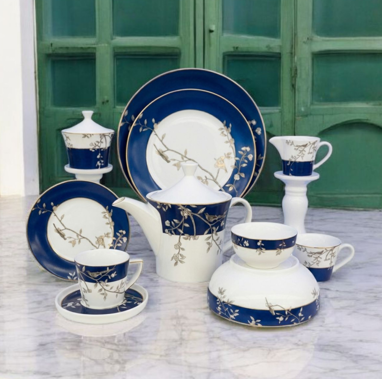 Sapphire Garden Porcelain Dining Collection
