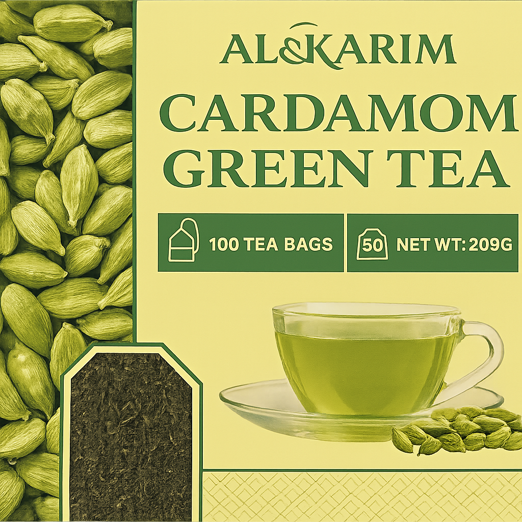 Al-Karim Cardamom Green Tea – 100 Tea Bags (200g)