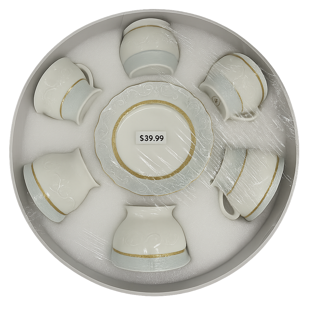 7-Piece Elegant Dessert Bowl Set with Matching Plate