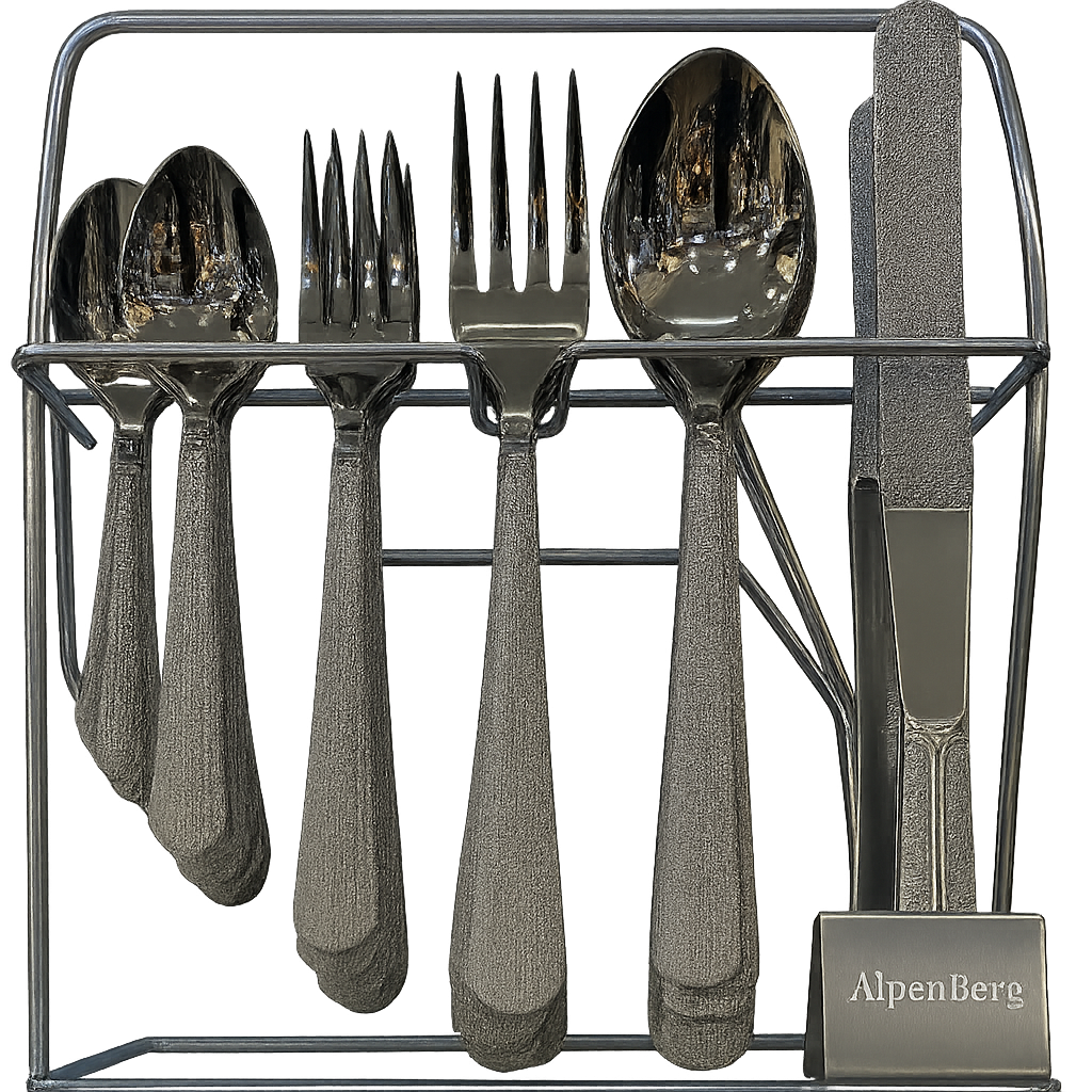 AlpenBerg 24-Piece Luxury Flatware Set with Stand