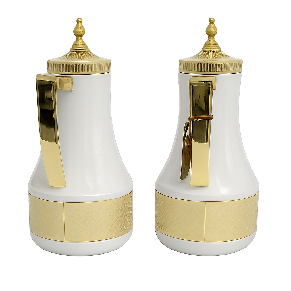 White Marble Gold Thermos Set