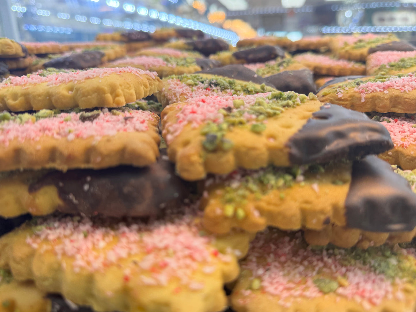 Afghan Chocolate-Dipped Sprinkle Cookies – 12.99/lb