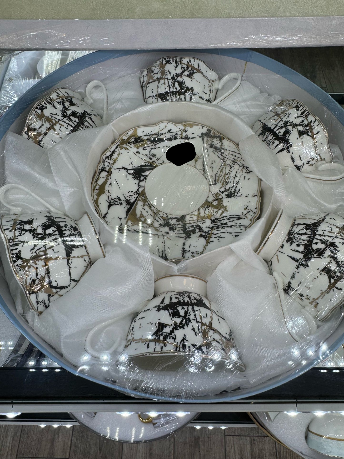 Luxury Marble-Print Tea Set – 12-Piece Modern Classic