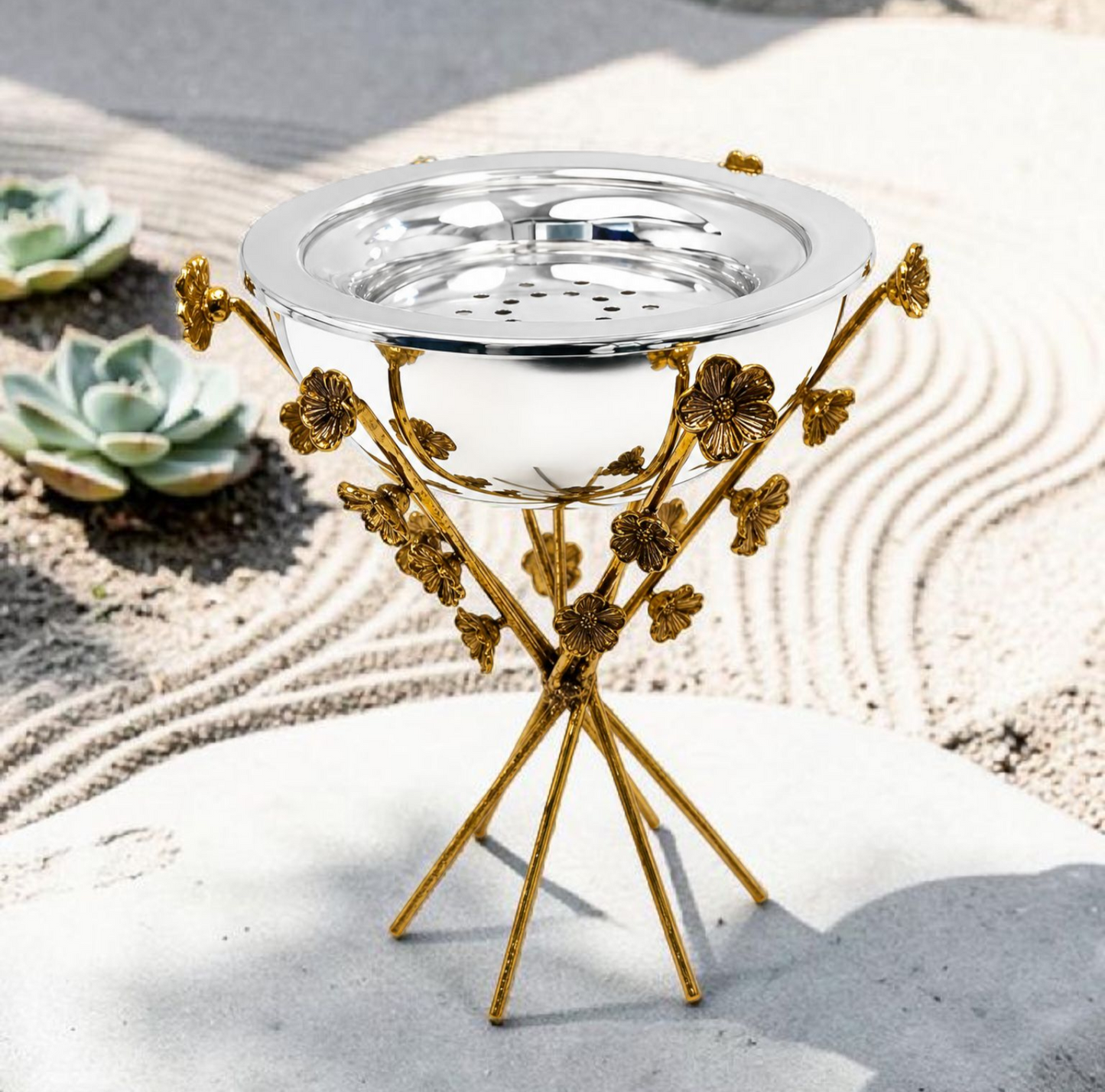 Luxury Gold Floral Incense & Bakhoor Burner Stand