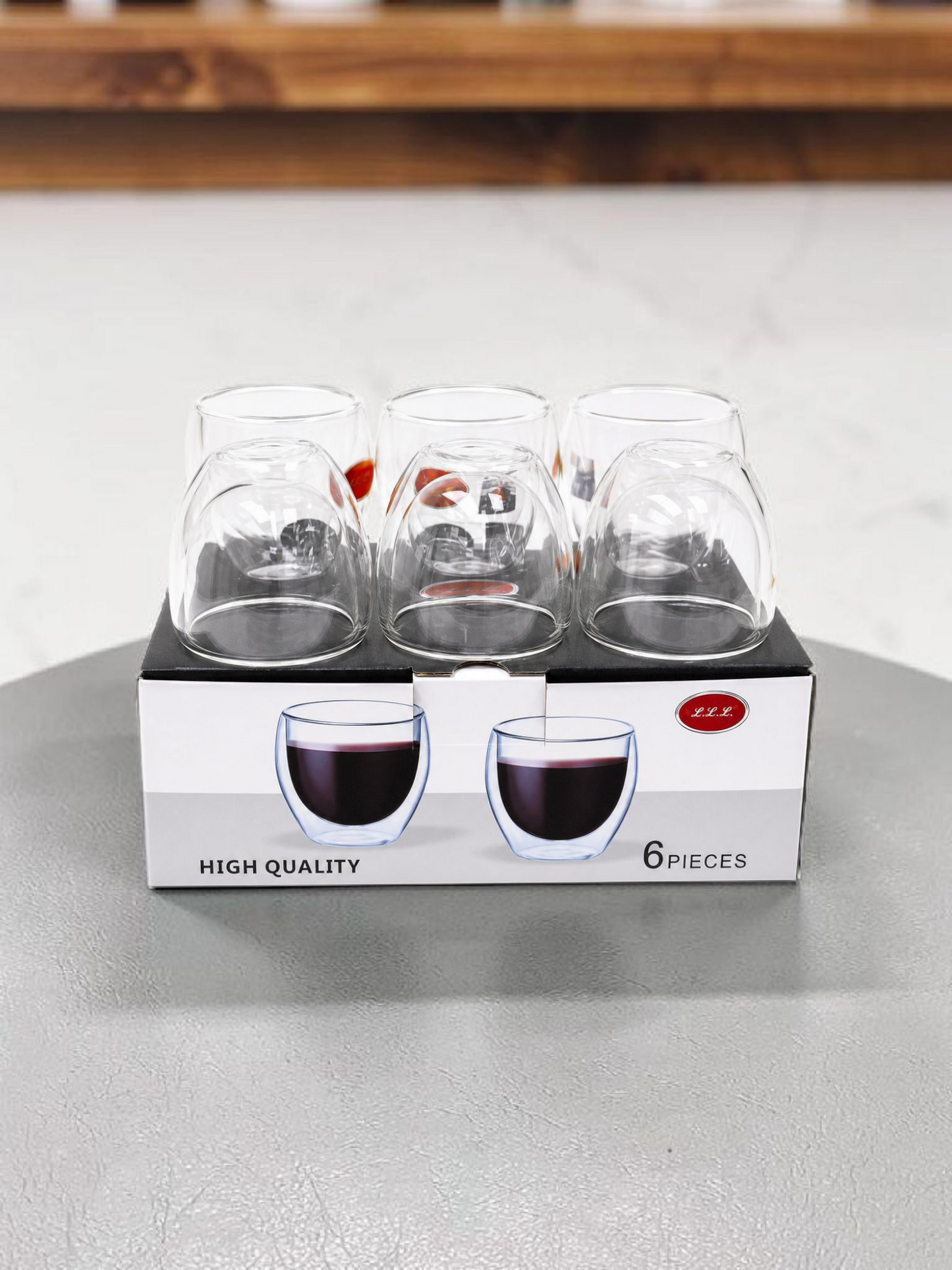 Luxe Double-Wall Glass Cup Set – 6 Pieces