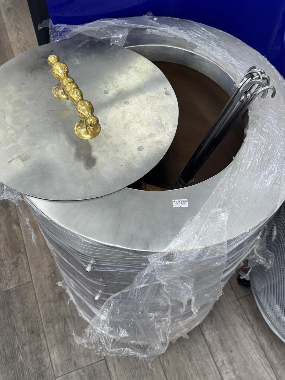 Commercial Stainless Steel Tandoor Oven with Brass Handle Lid