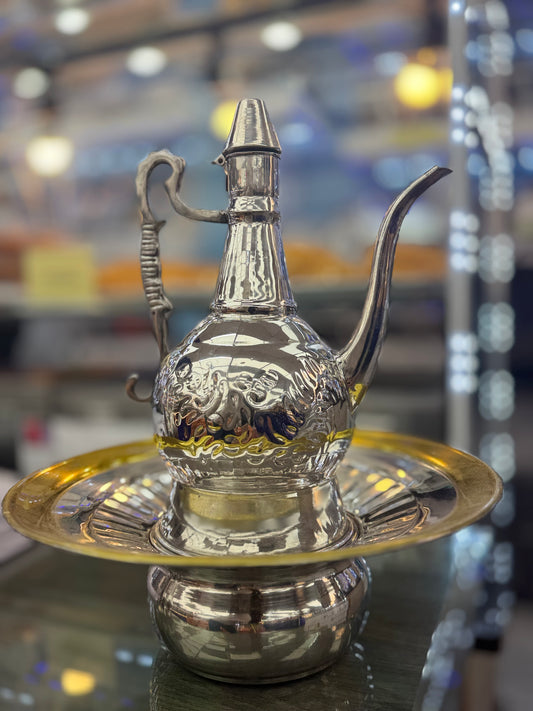Traditional Aluminum Aftaba Set with Basin (3-Piece)