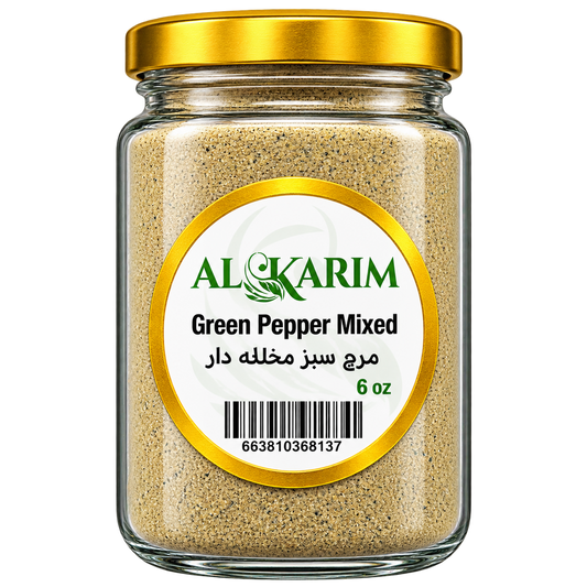 AL-KARIM Green Pepper Mixed Spice Blend Green, Black & White Pepper Seasoning, 6 oz Glass Jar