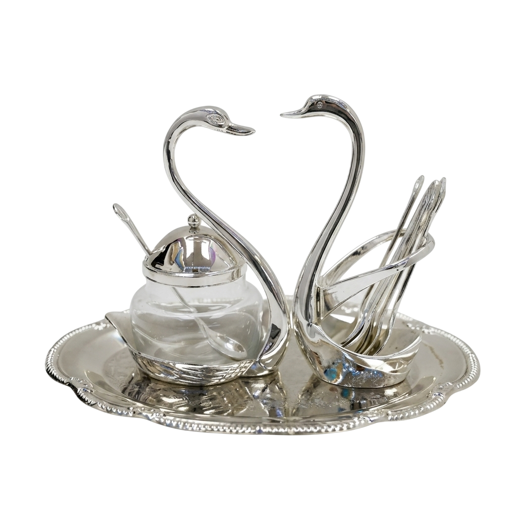 Swan Elegance Condiment & Spoon Set