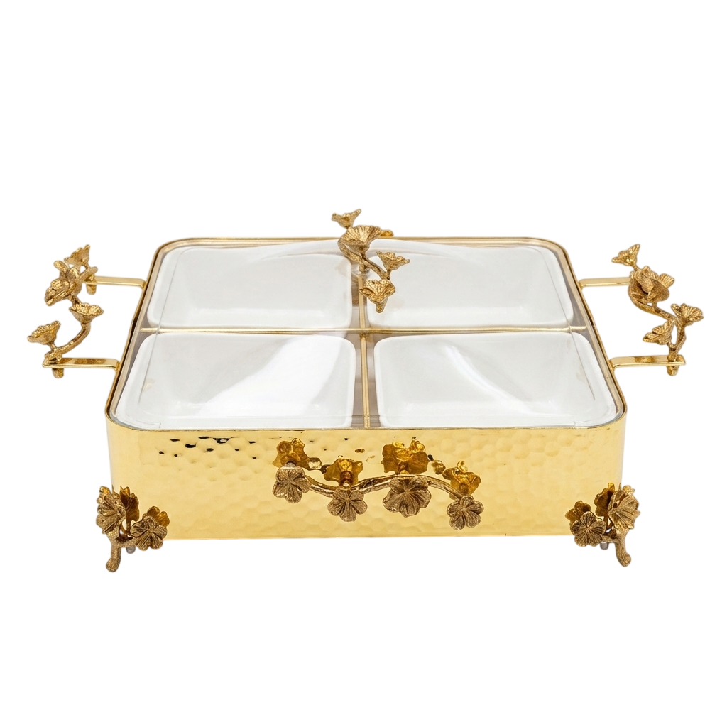 Golden Garden 4-Compartment Serving Tray