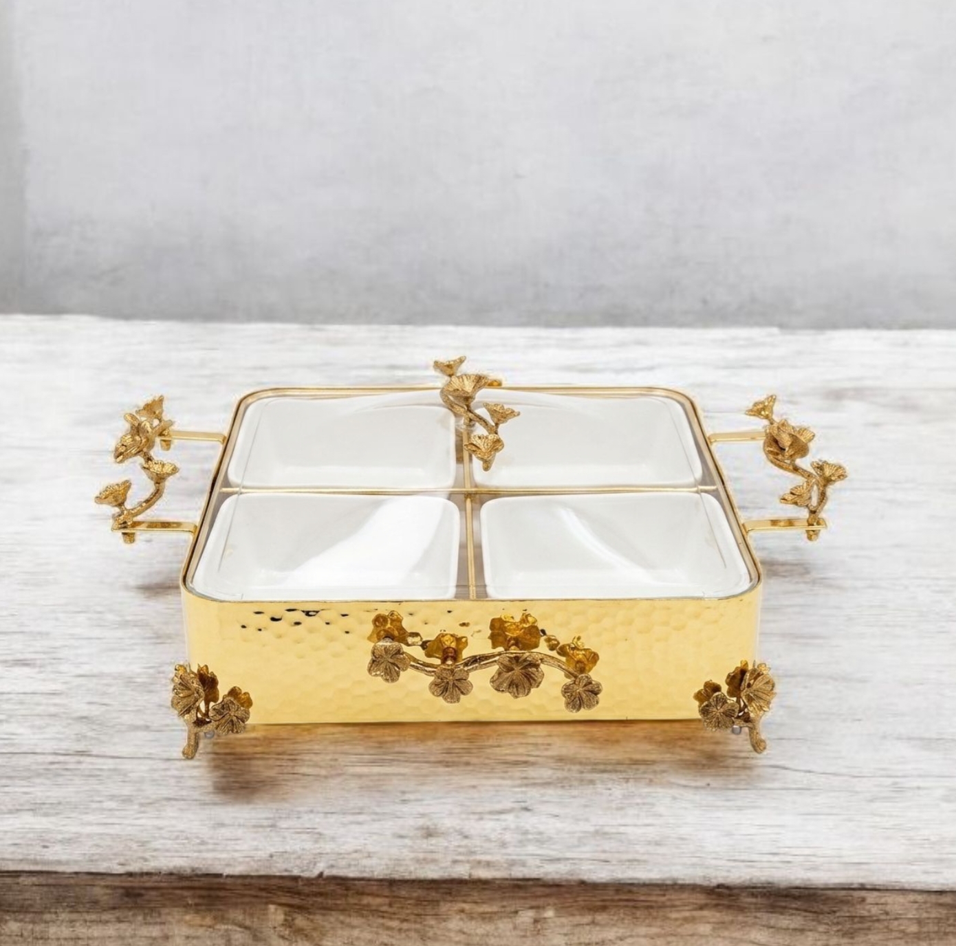 Golden Garden 4-Compartment Serving Tray