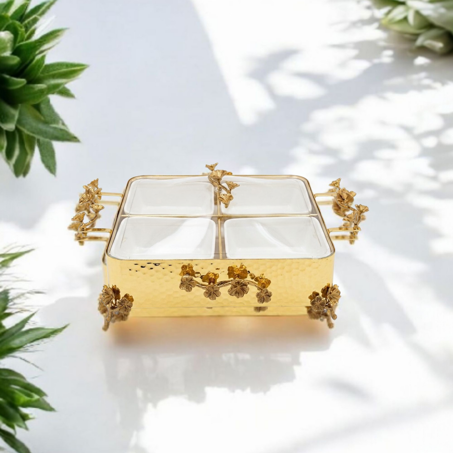 Golden Garden 4-Compartment Serving Tray