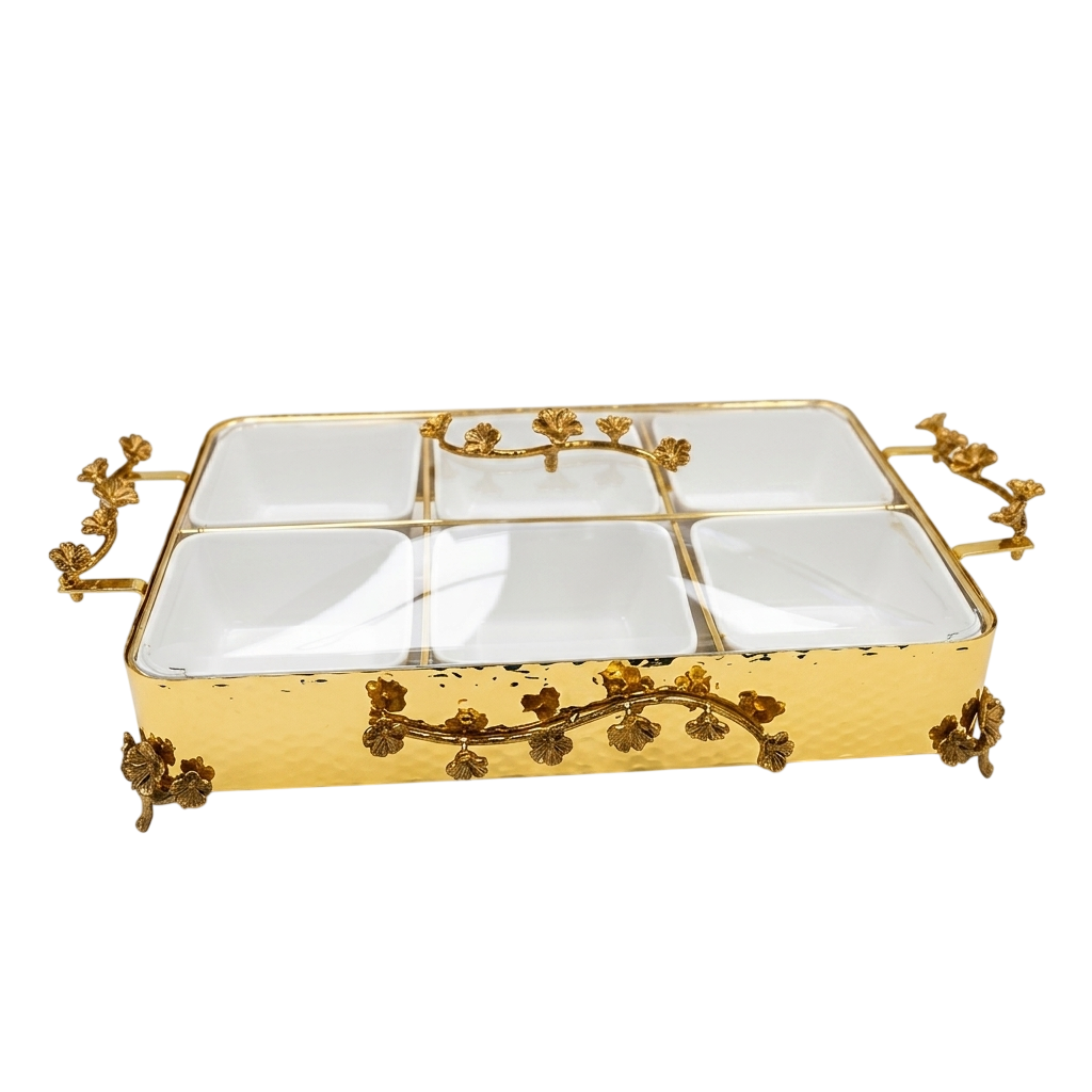Golden Blossom 6-Compartment Serving Tray