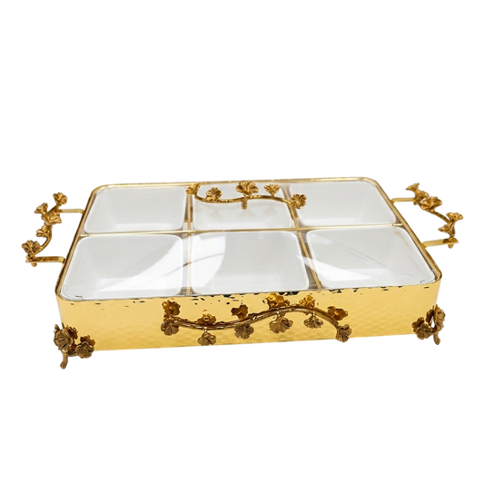 Golden Blossom 6-Compartment Serving Tray