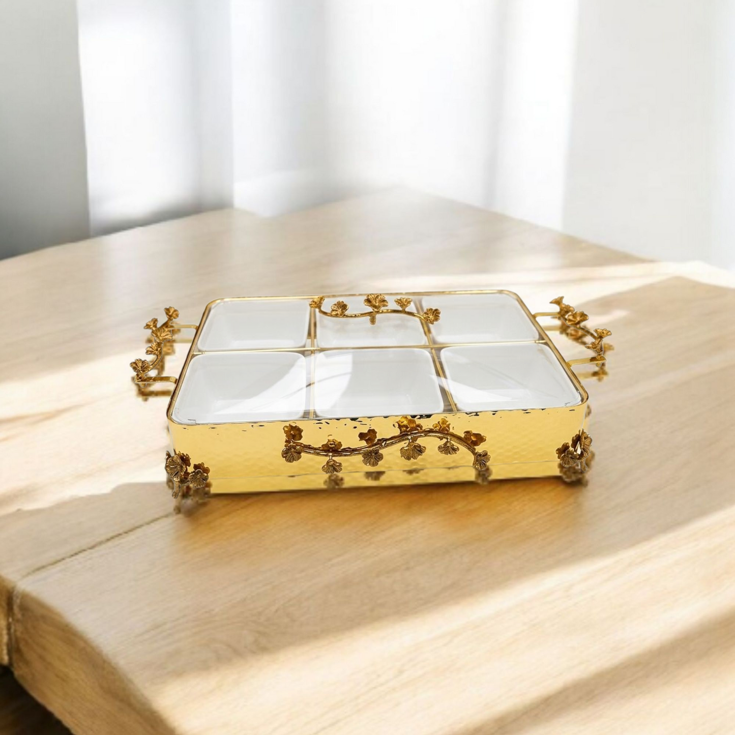 Golden Blossom 6-Compartment Serving Tray