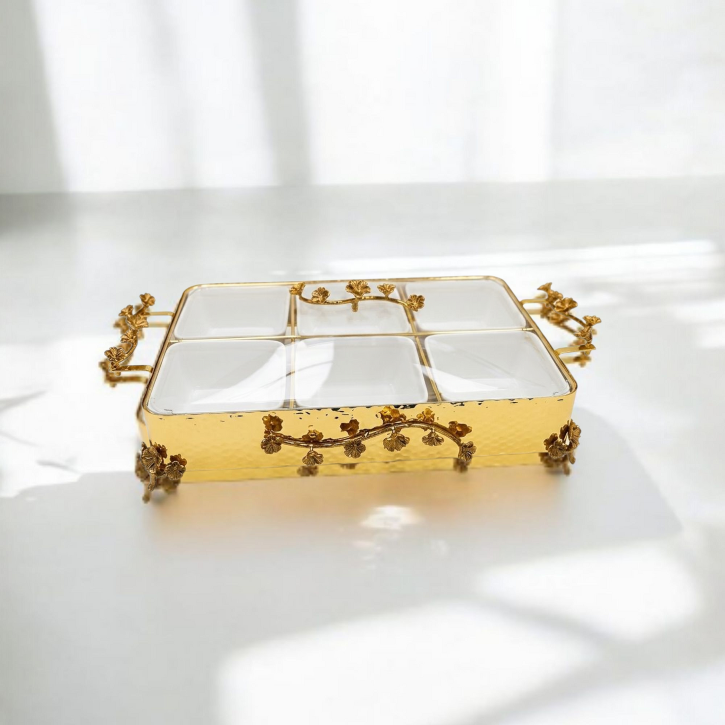 Golden Blossom 6-Compartment Serving Tray