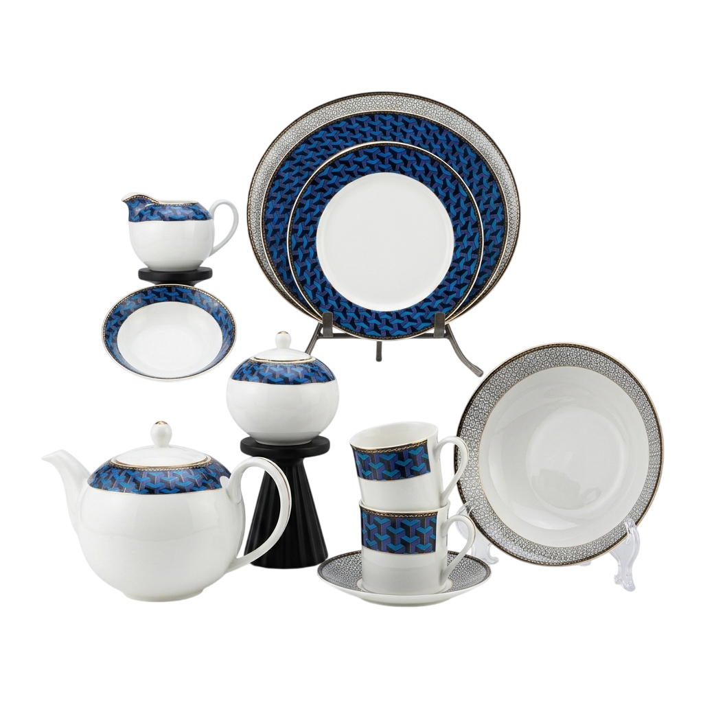 Azure Mosaic Porcelain Dining Collection