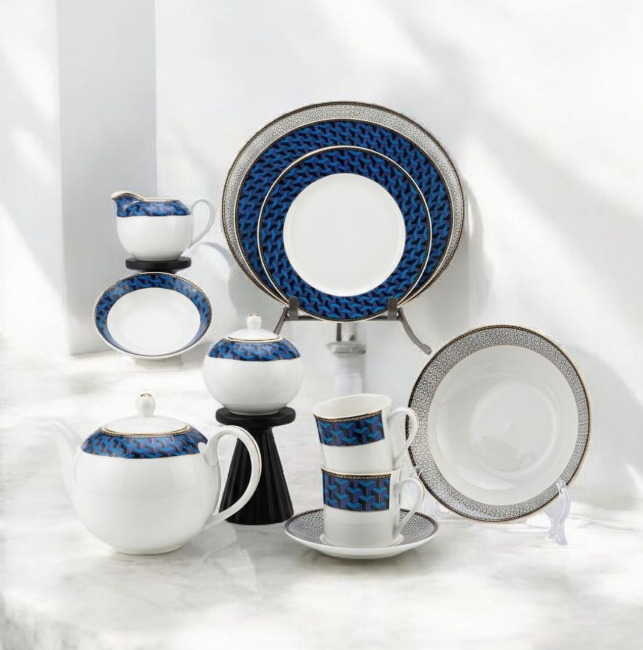 Azure Mosaic Porcelain Dining Collection