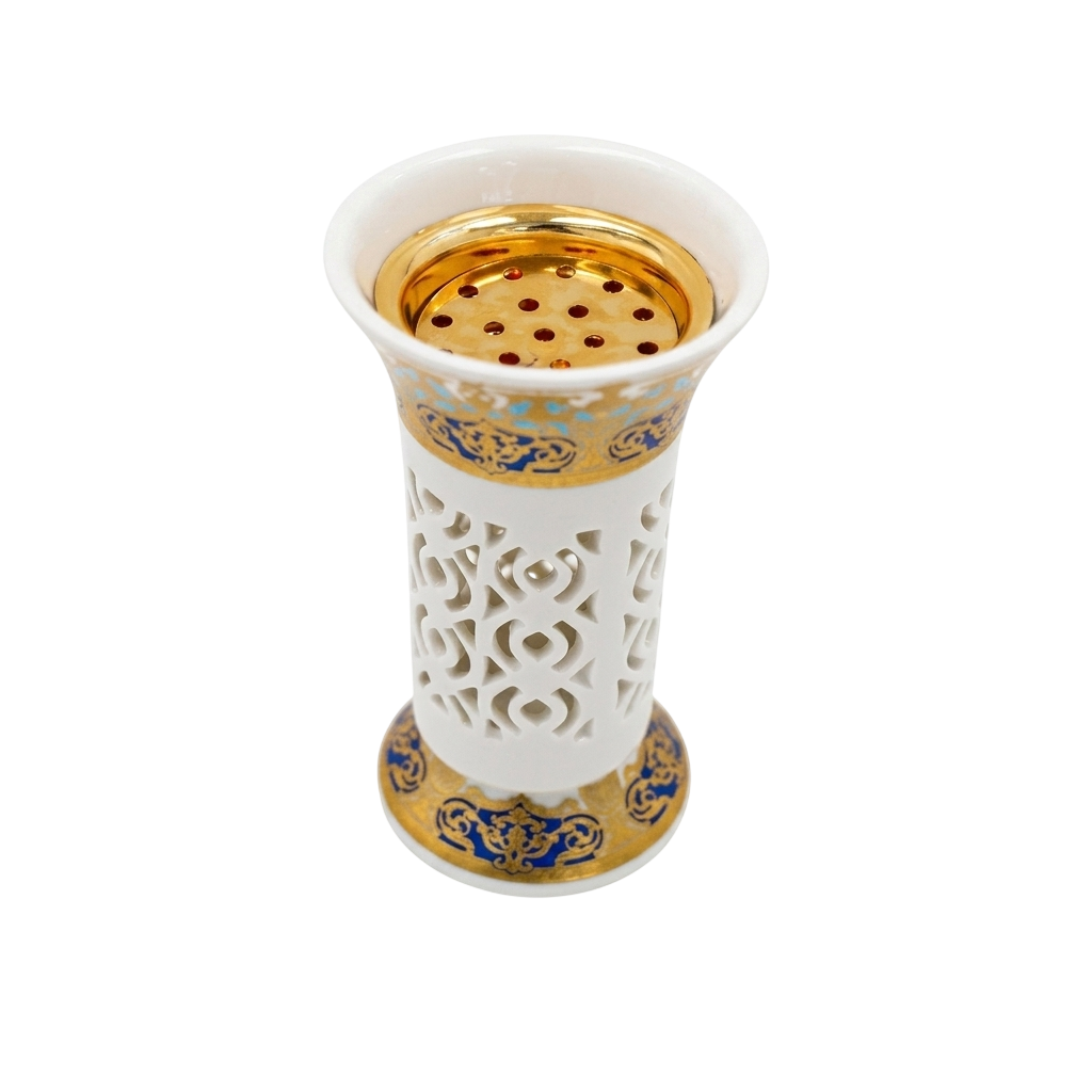 Royal White & Gold Mabkhara Decorative Incense Holder