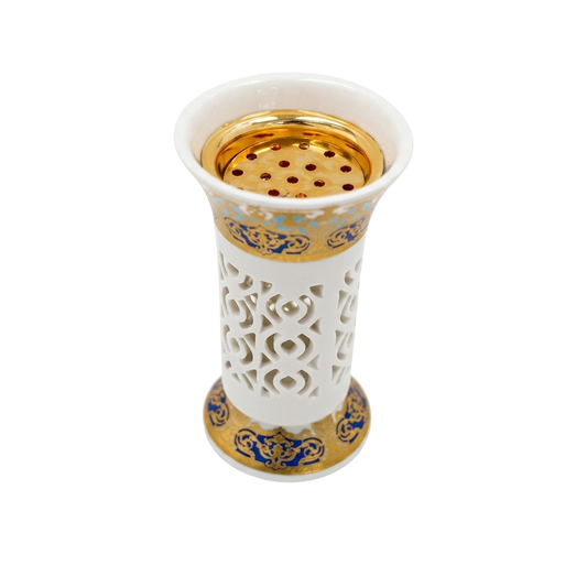 Royal White & Gold Mabkhara Decorative Incense Holder