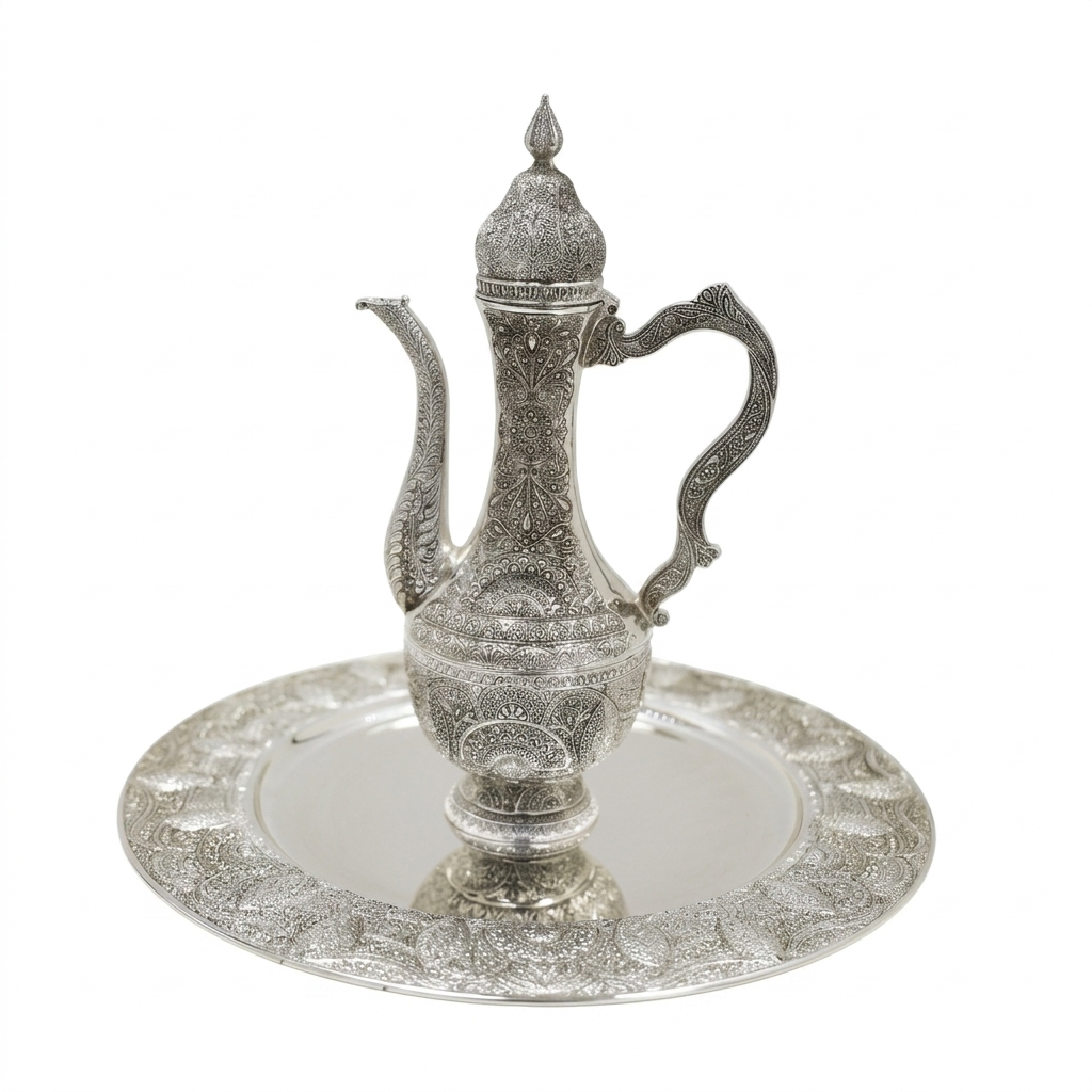 Royal Silver Arabic Coffee Set – 7 Piece