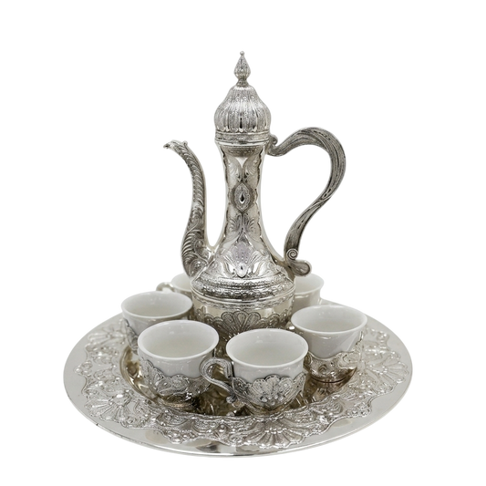 Royal Silver Arabic Coffee Set – 7 Piece