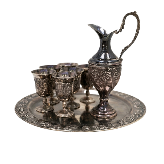 Vintage Pewter Cordial Serving Set – 7 Piece
