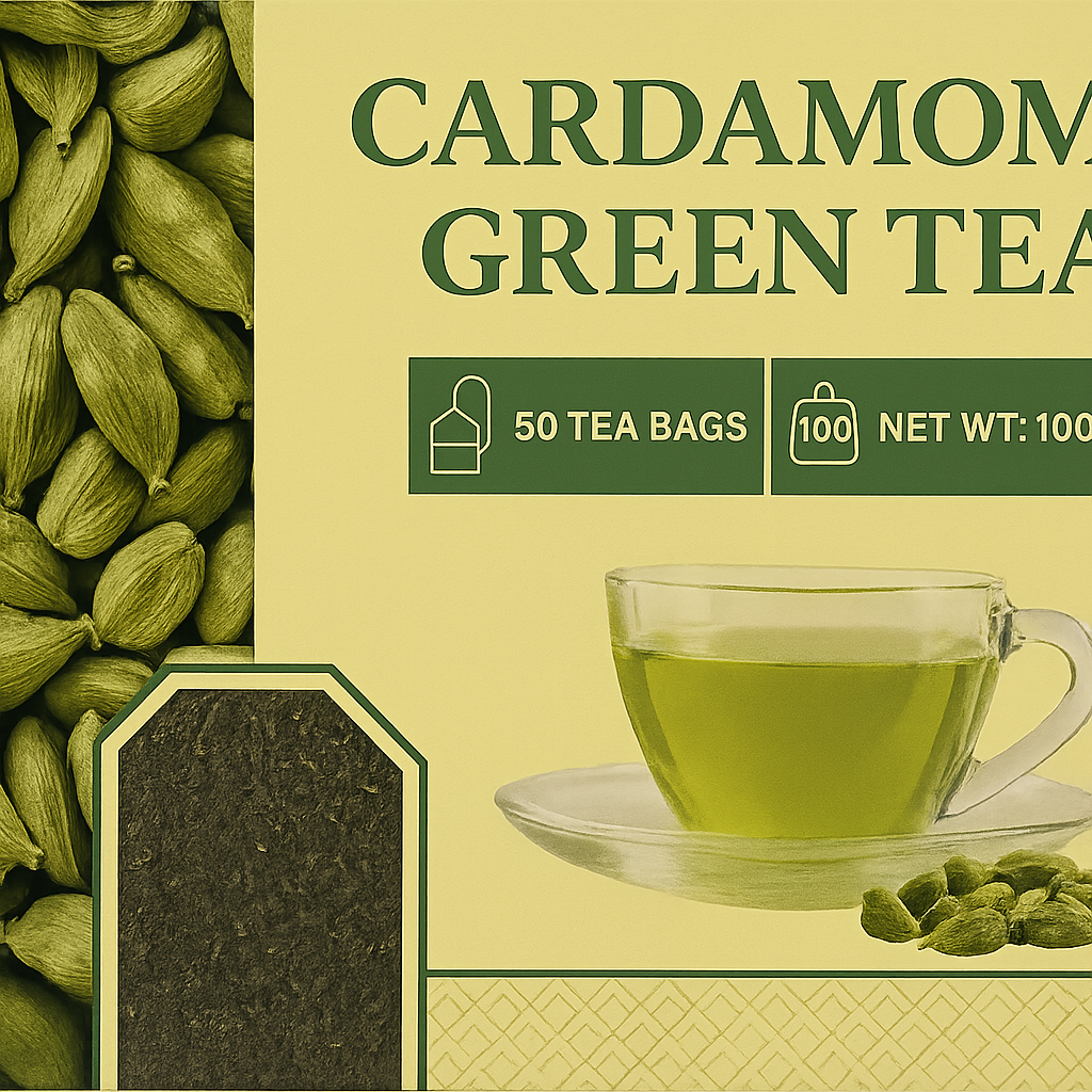 Al-Karim Cardamom Green Tea – 50 Tea Bags (100g)