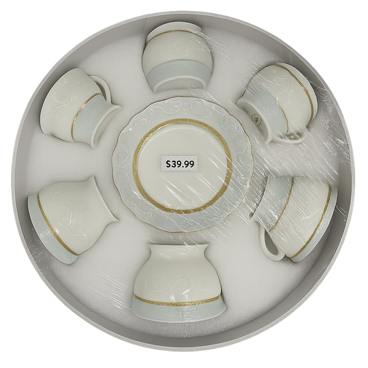 7-Piece Elegant Dessert Bowl Set with Matching Plate