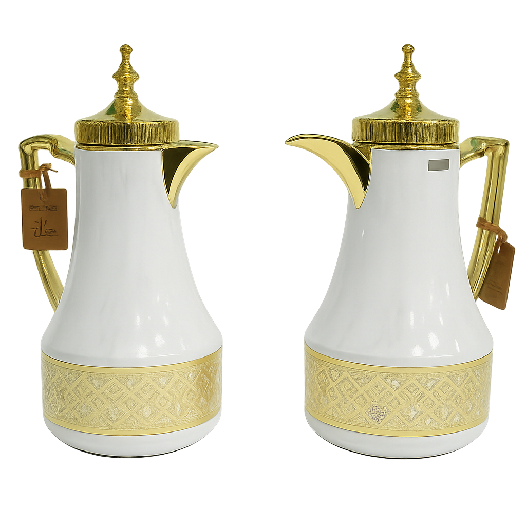 White Marble Gold Thermos Set