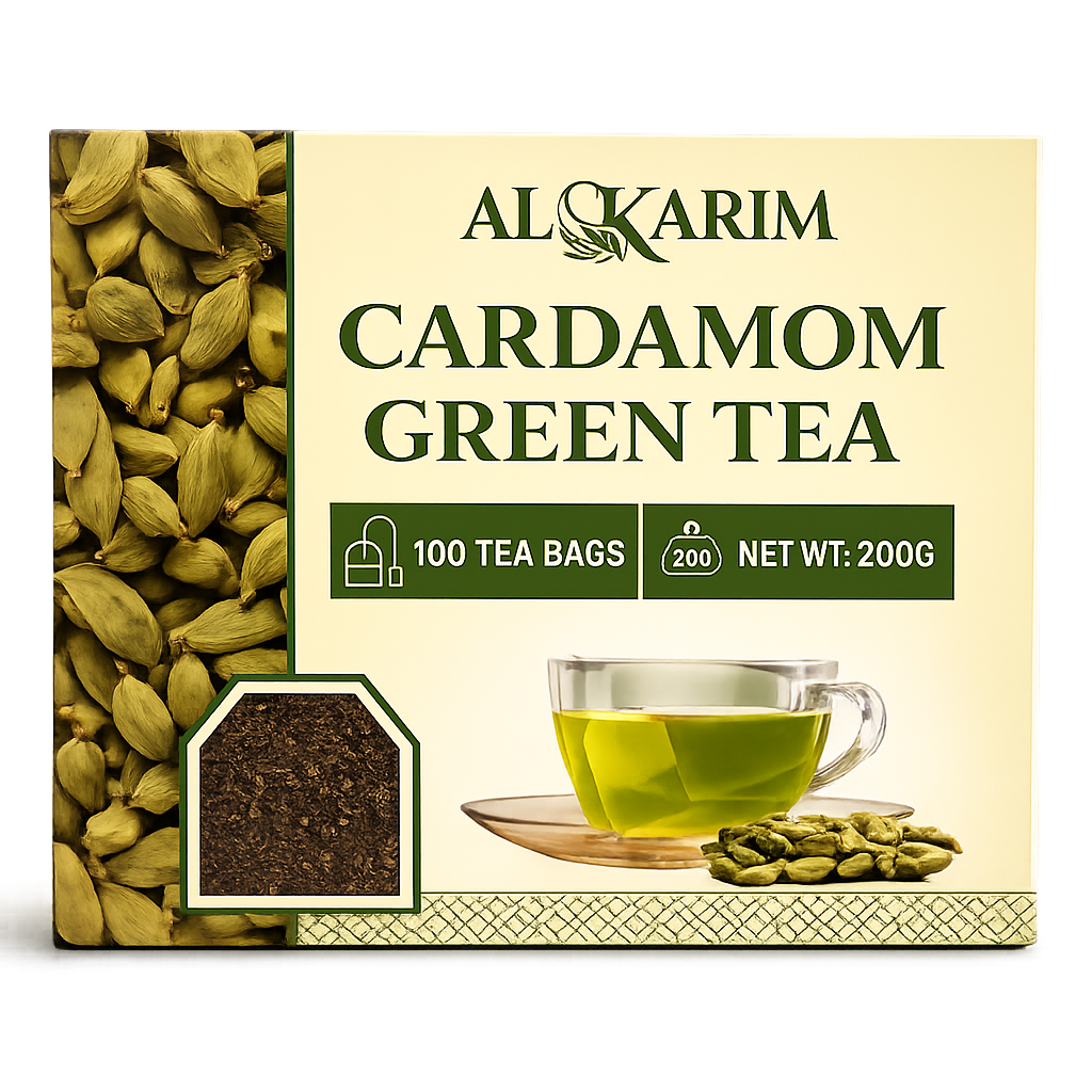 Al-Karim Cardamom Green Tea – 100 Tea Bags (200g)