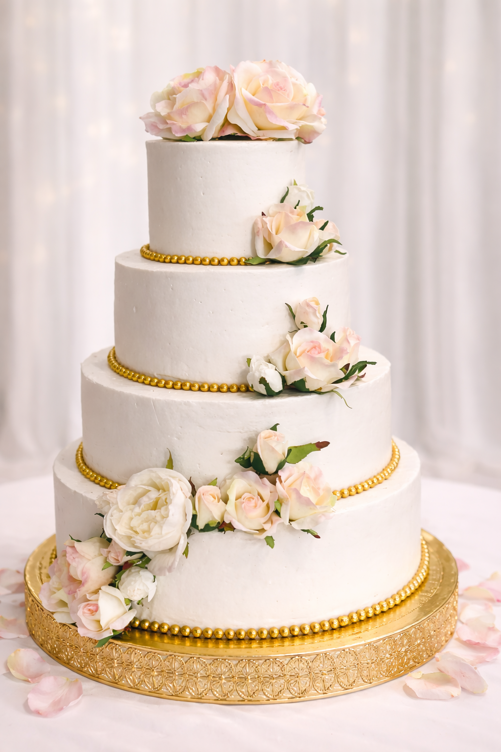 Blush Pearl Classic 4-Tier Wedding Cake ($9 per person)