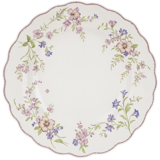 Elegant Floral Porcelain Serving Plate – Scalloped Edge Design