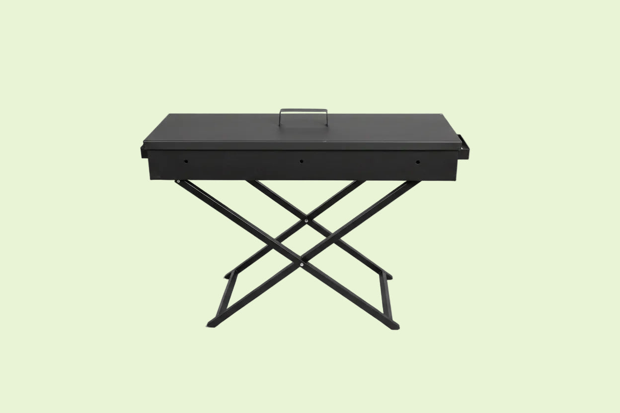 Heavy-Duty Standing Charcoal Grill with Hand Crank Blower 30x80