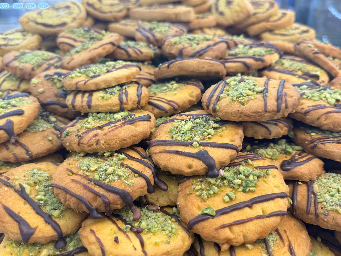 Afghan Pistachio Chocolate Drizzle Cookies – 12.99/lb