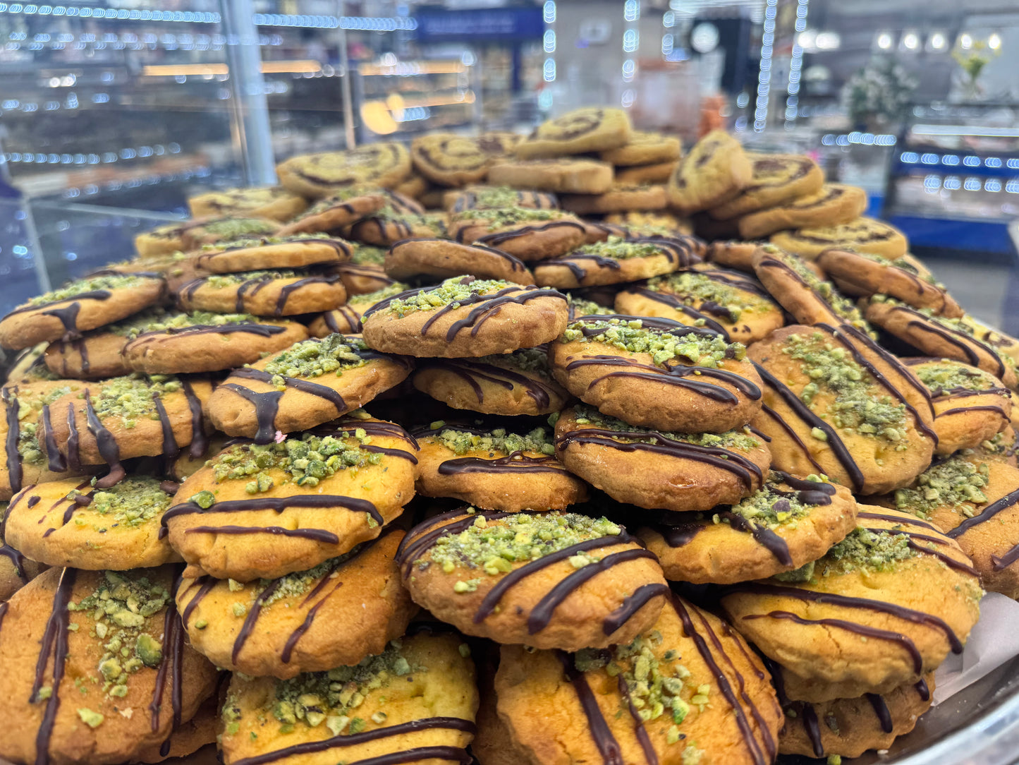 Afghan Pistachio Chocolate Drizzle Cookies – 12.99/lb