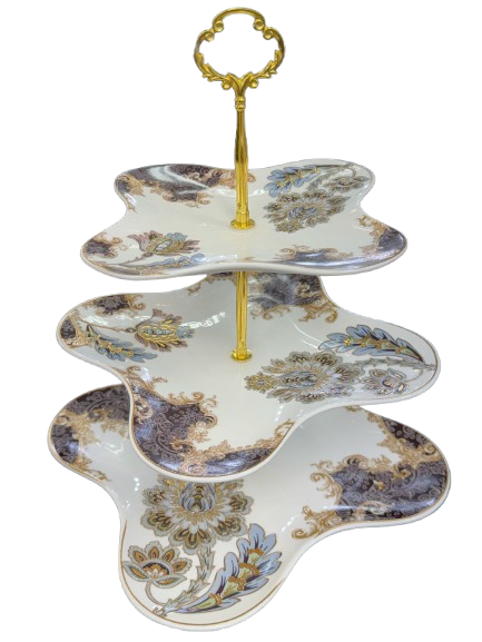 Three-Tier Luxury Dessert Stand – Royal Paisley Edition