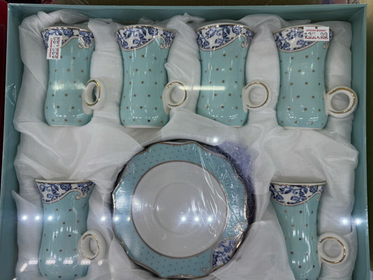 Elegant Blue Porcelain Coffee Set – 12-Piece Deluxe