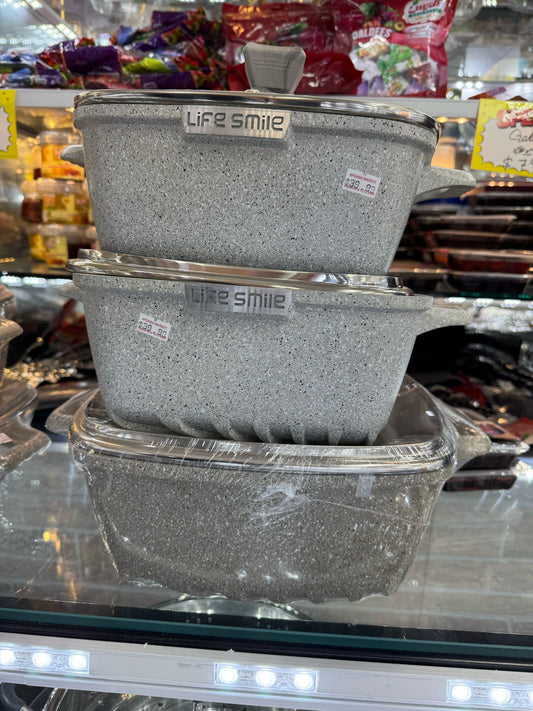 Life Smile Granite Rectangular Roaster Set – 3 Sizes