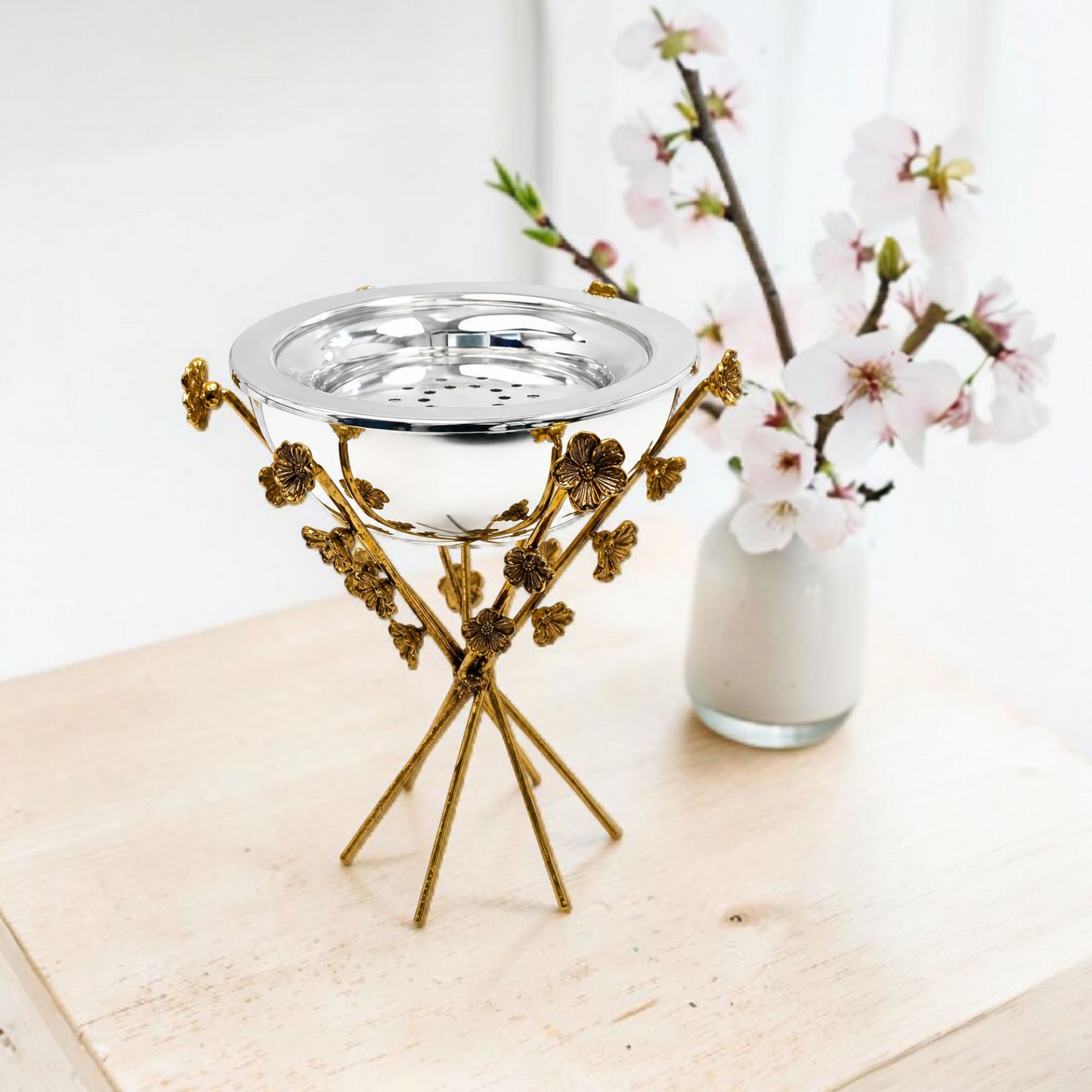 Luxury Gold Floral Incense & Bakhoor Burner Stand