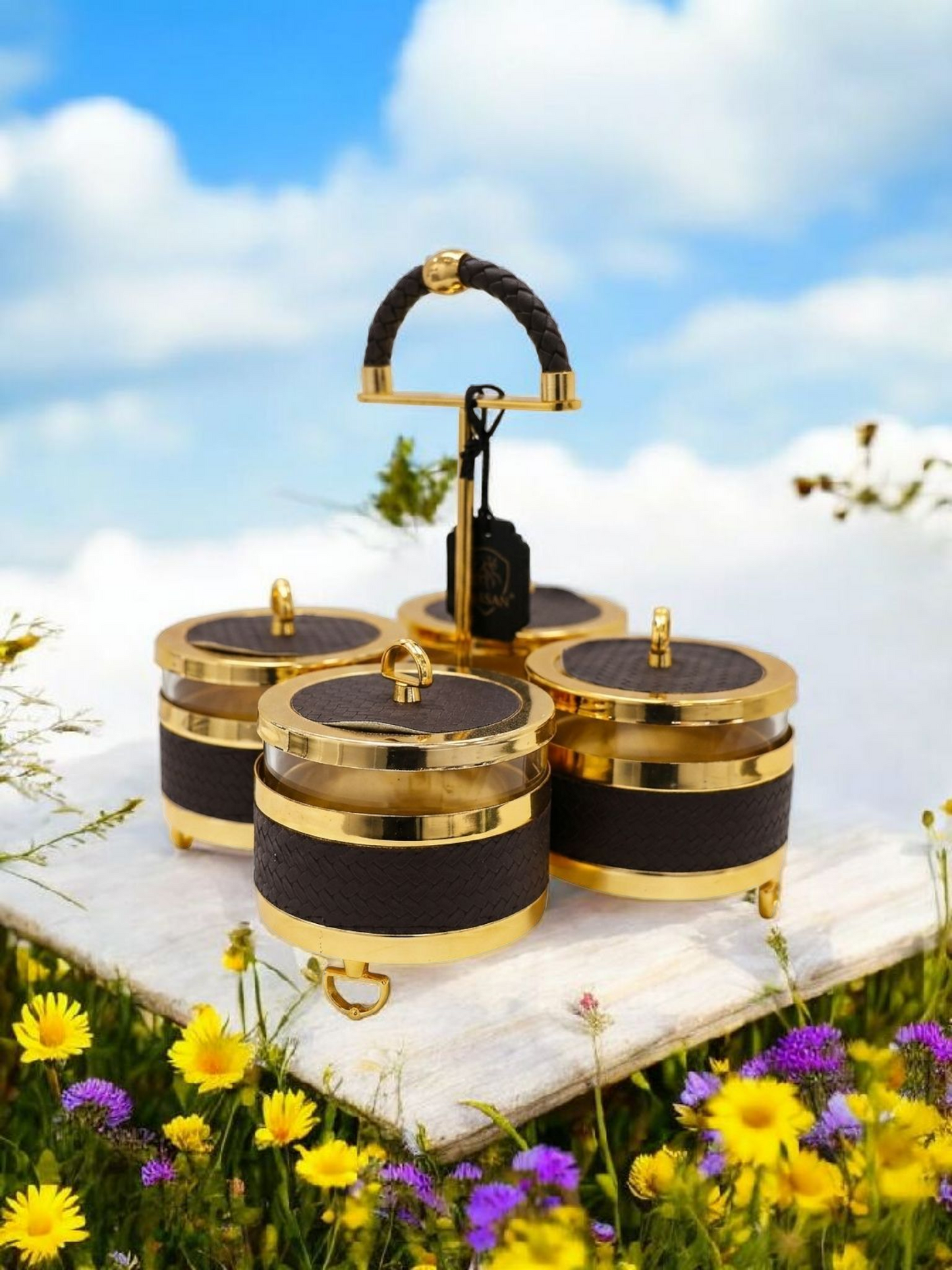 Luxury Gold Condiment Jar Set