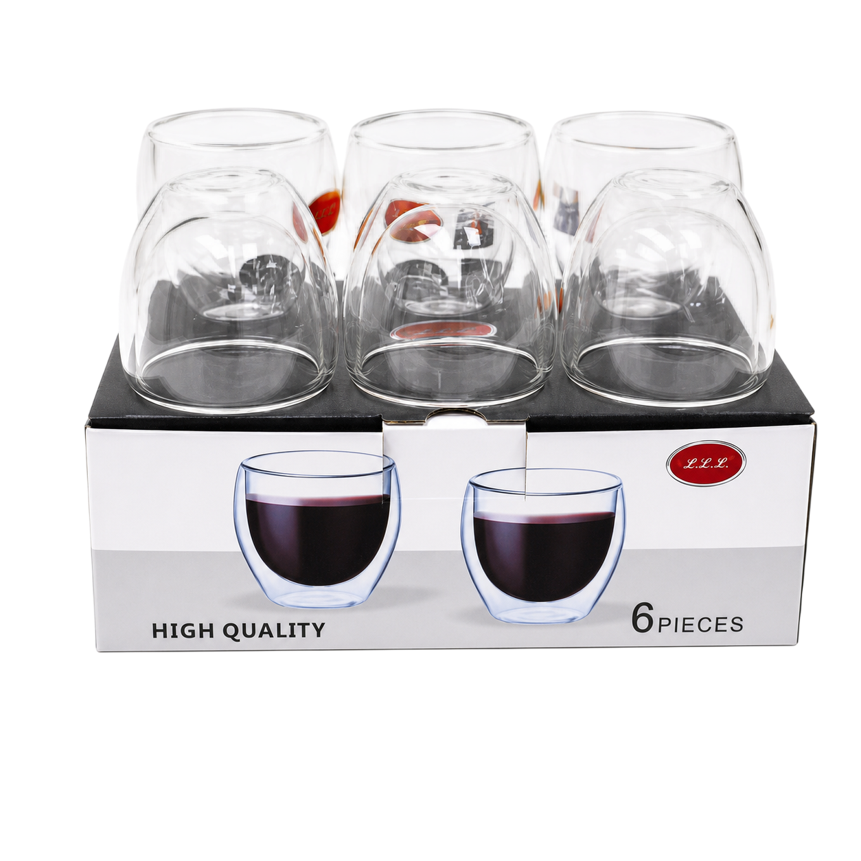 Luxe Double-Wall Glass Cup Set – 6 Pieces