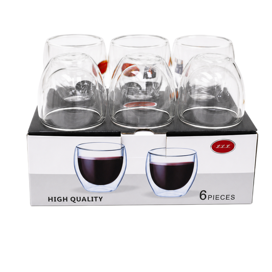 Luxe Double-Wall Glass Cup Set – 6 Pieces