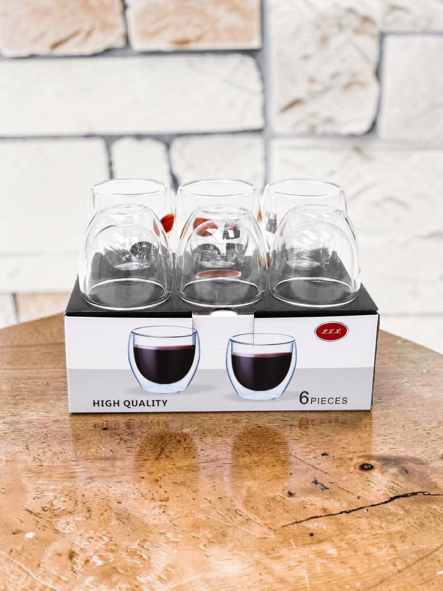 Luxe Double-Wall Glass Cup Set – 6 Pieces