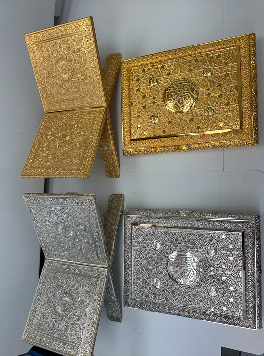Royal Gold & Silver Quran Set Collection with Luxury Stands