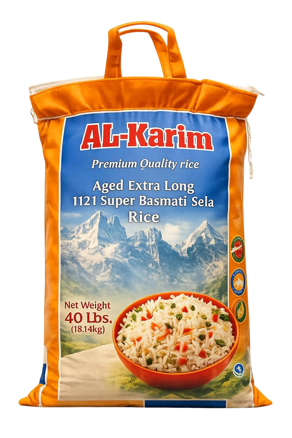 AL-Karim Premium Aged Extra Long 1121 Super Basmati Sela Rice, Naturally Aromatic Long-Grain Rice (40 Pound)