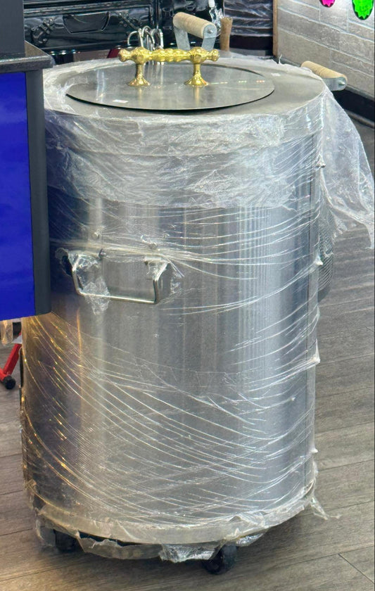 Commercial Stainless Steel Tandoor Oven with Brass Handle Lid